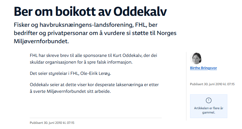 Lerøy ber om boikott av Oddekalv